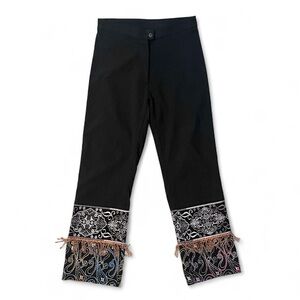 Maje Vintage Y2K High Rise Cropped Fitted Beaded Embellished Pants small